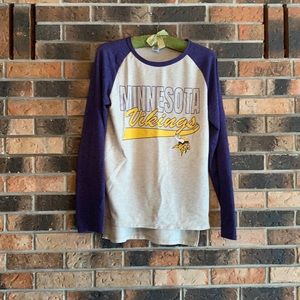 NFL Minnesota Vikings Gray & Purple Long Sleeve Raglan Tee